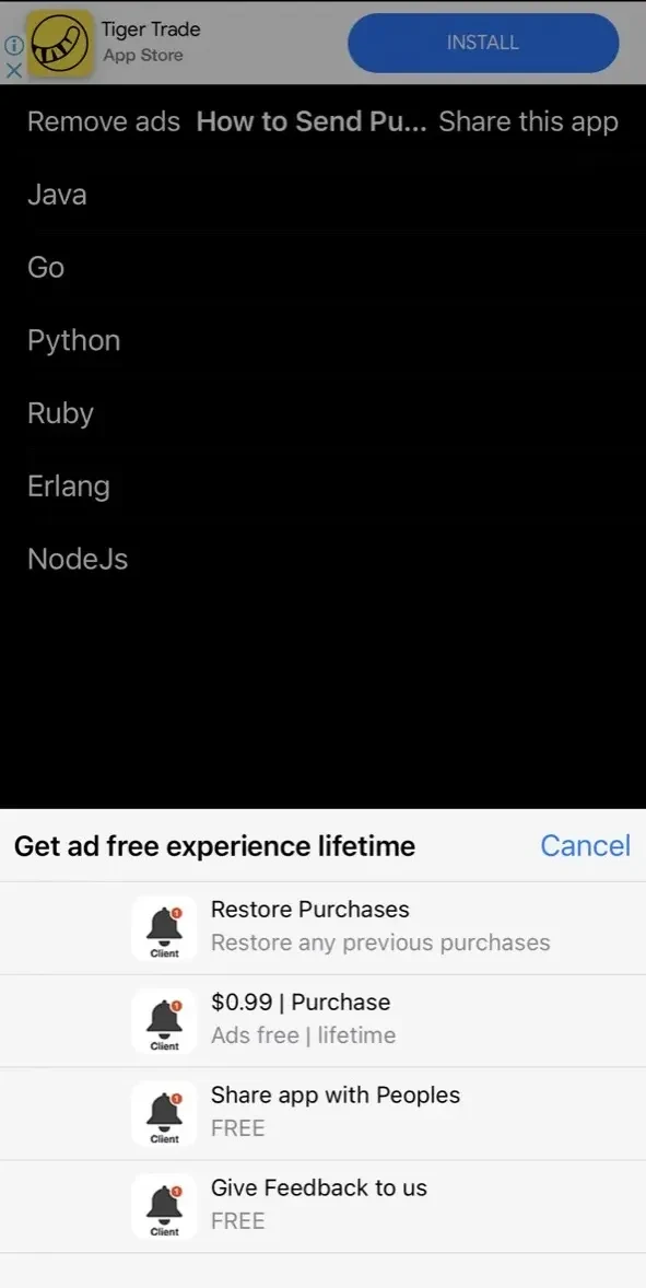 Push Notification paywall screen
