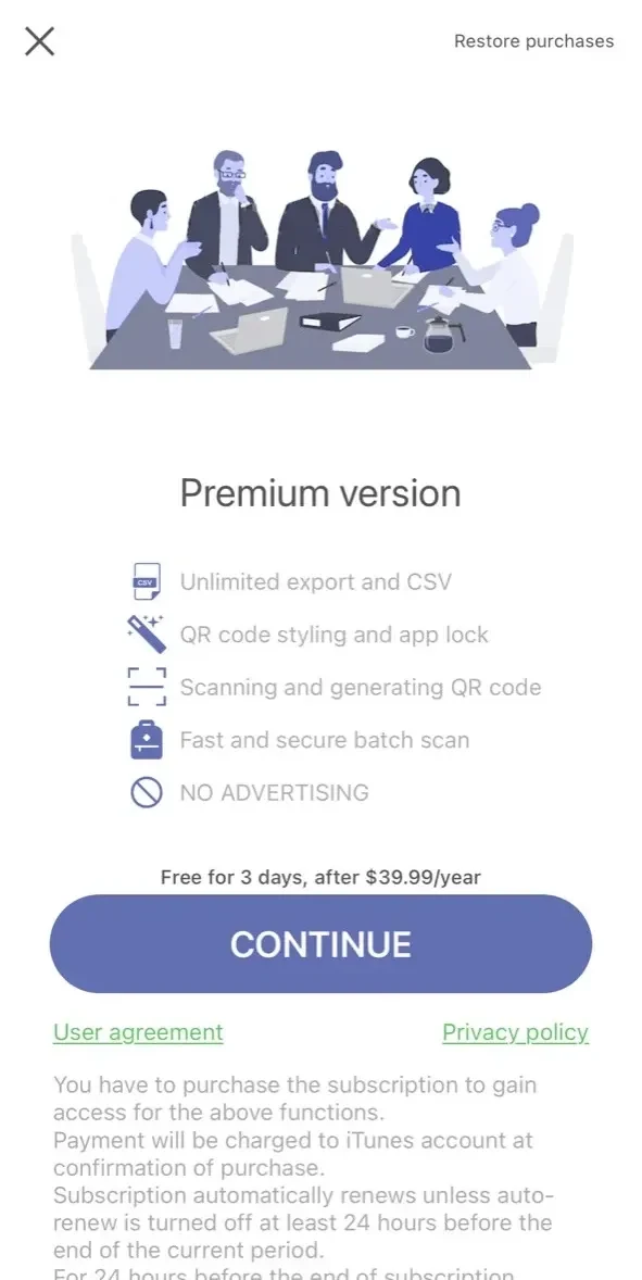 QR & Barcode Scanner paywall screen