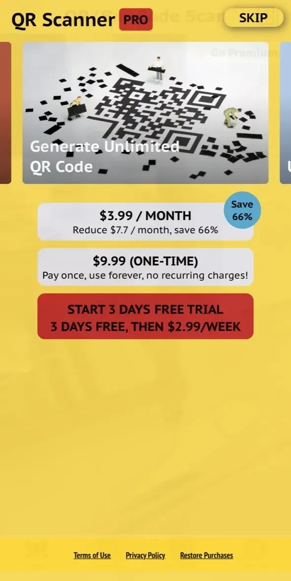 QR-Code Scan paywall screen
