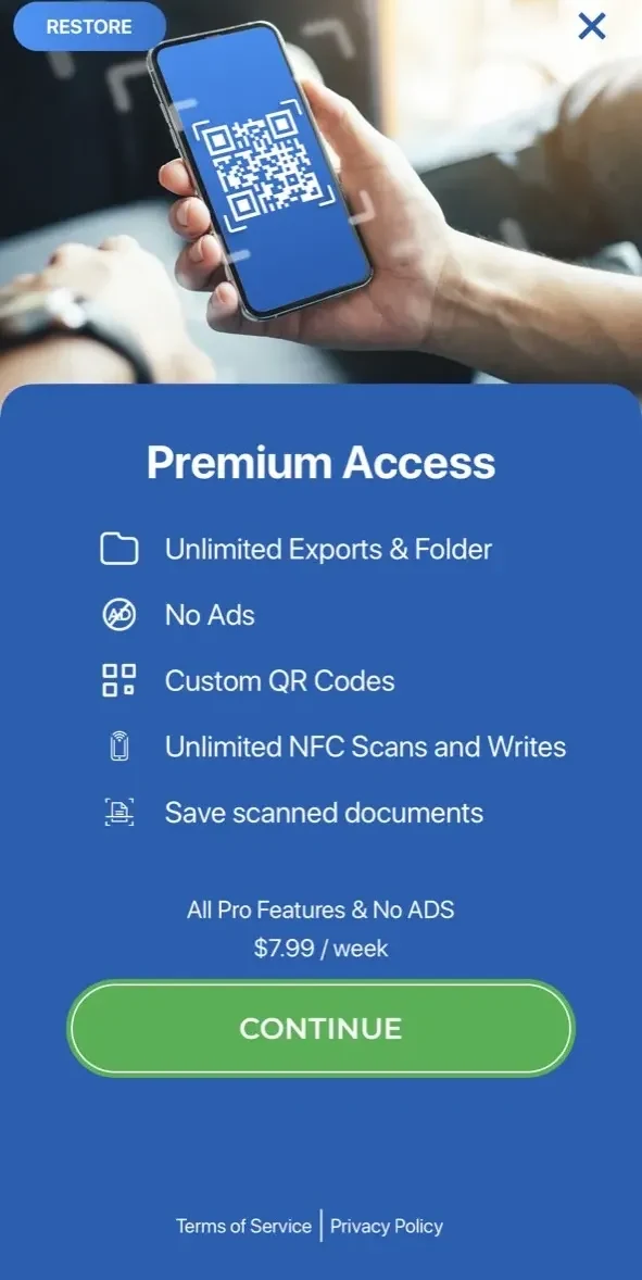 Qr-Code Scanner paywall screen