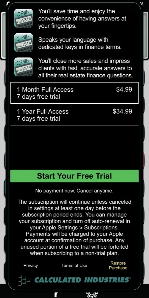Qualifier Plus IIIx/fx paywall screen
