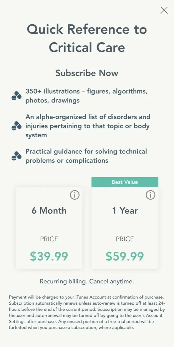 Quick Reference paywall screen