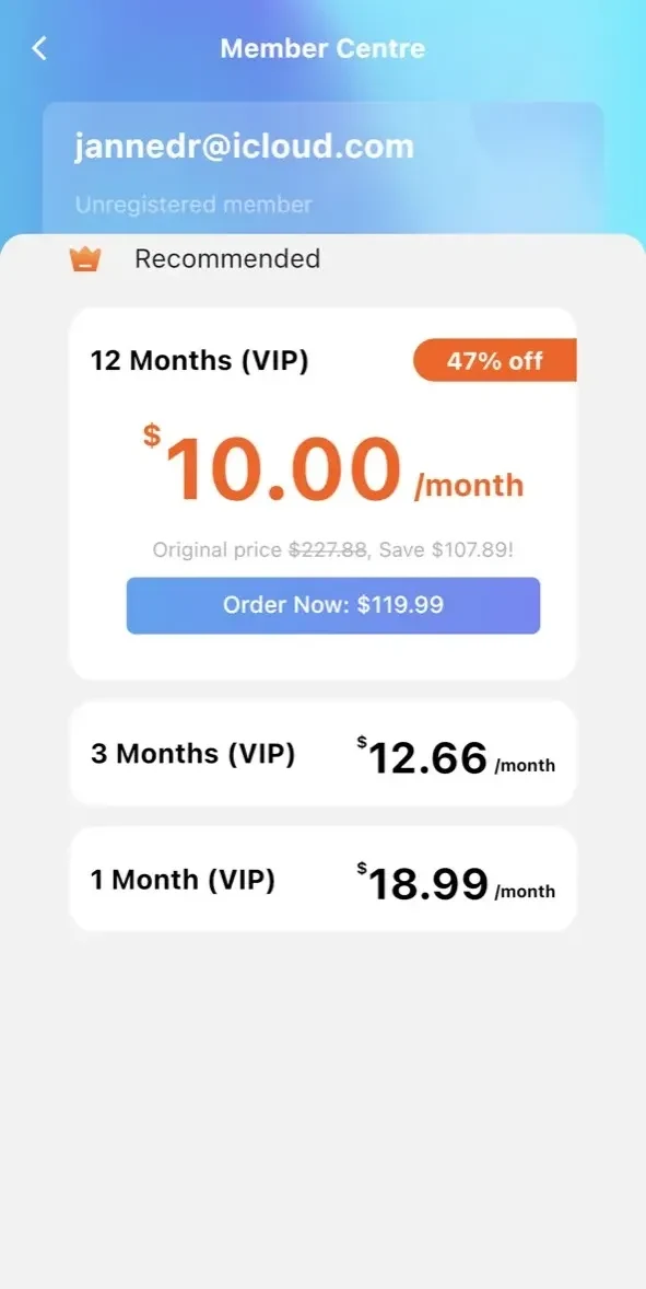 QuickQ VPN paywall screen