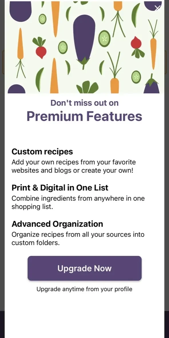 QuickRecipe Companion paywall screen