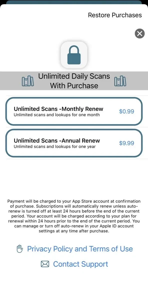 QuickScan Book Leveler paywall screen