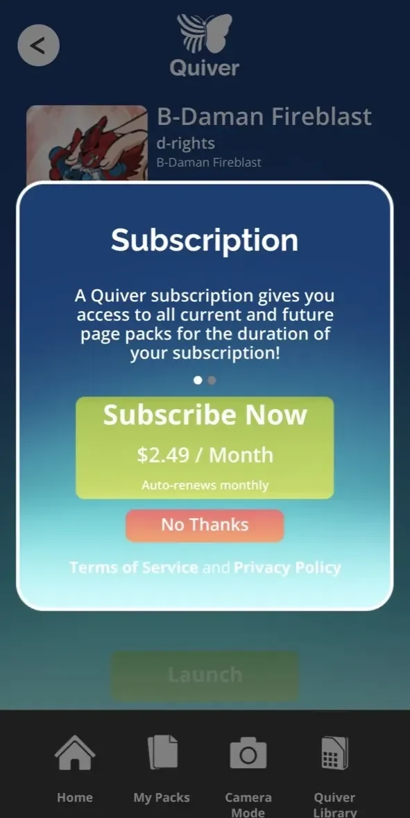 Quiver paywall screen
