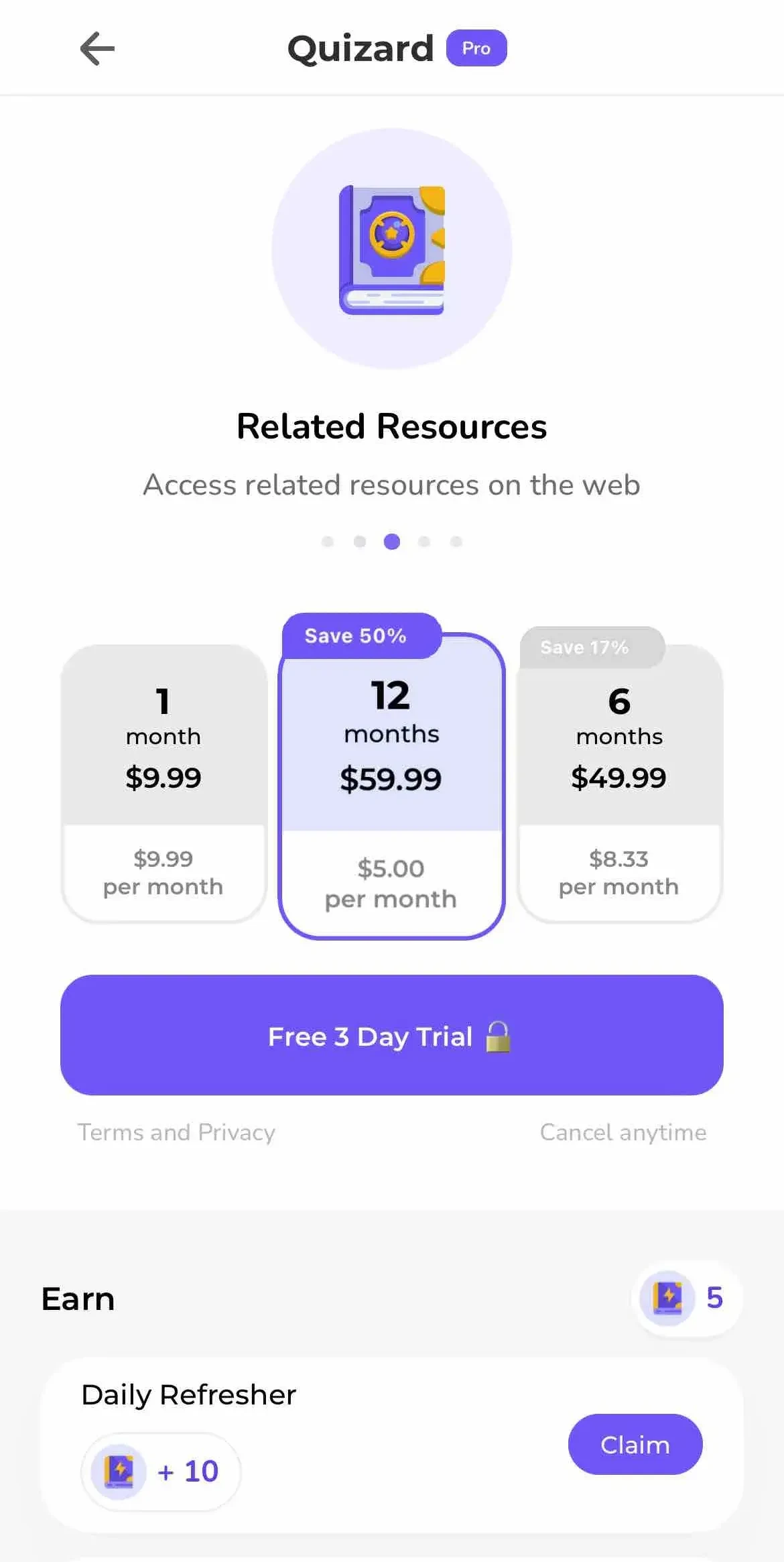 Quizard AI paywall screen