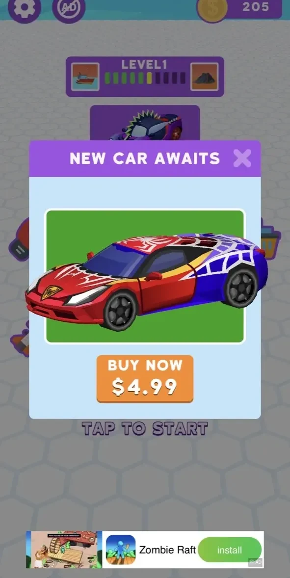 Race Arena paywall screen