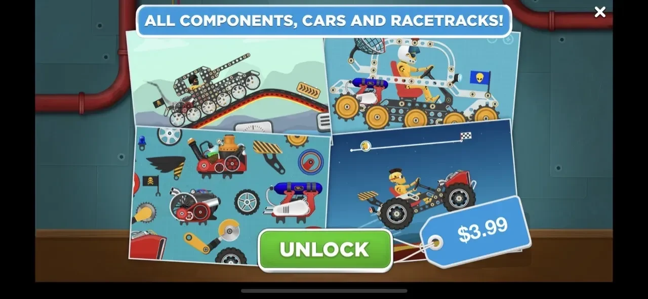 Racing Car Game for Kids 3 paywall screen
