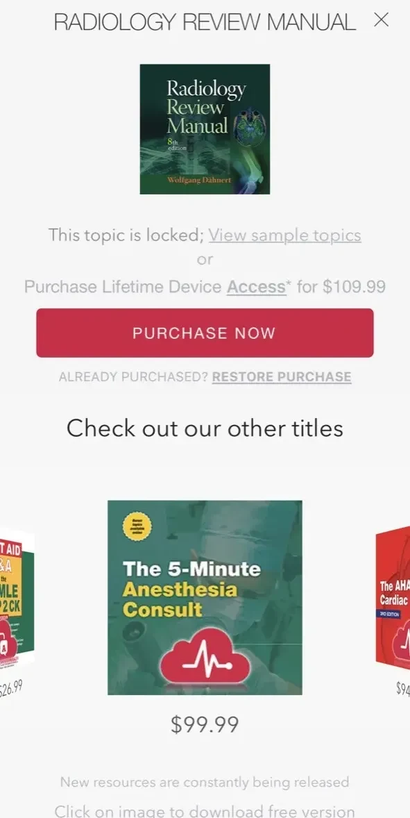 Radiology Review Manual paywall screen