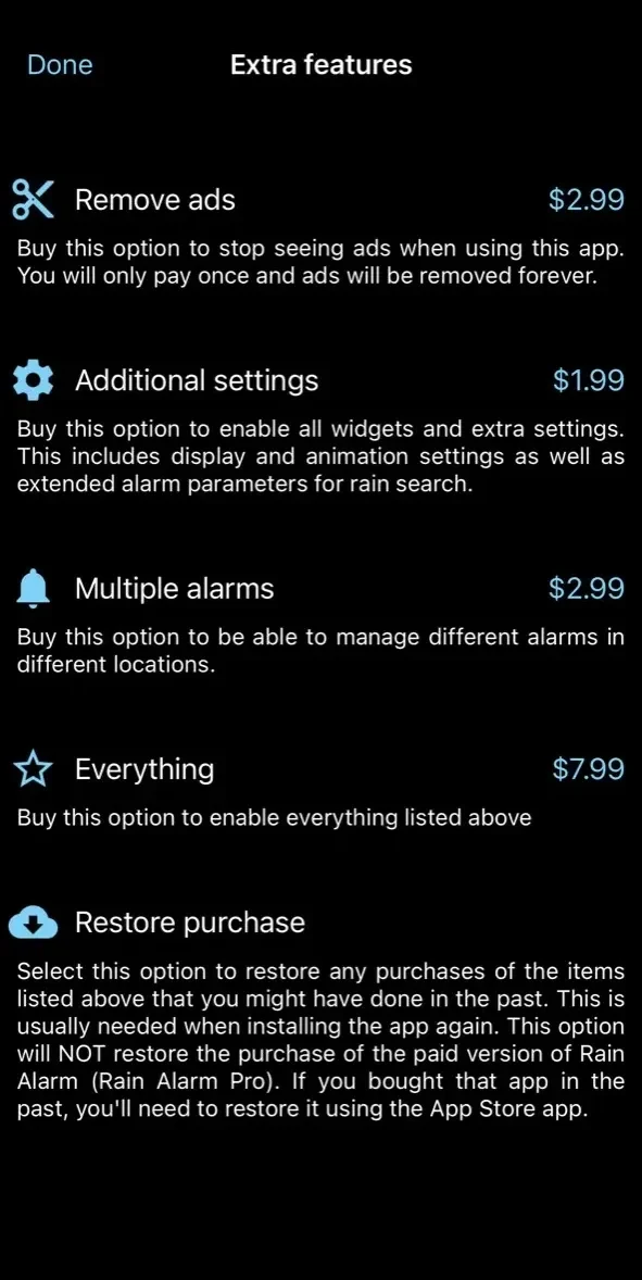 Rain Alarm Live Weather Radar paywall screen