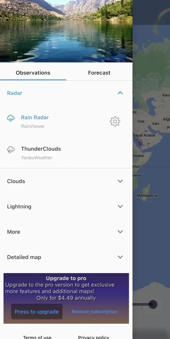 Rain Maps paywall screen