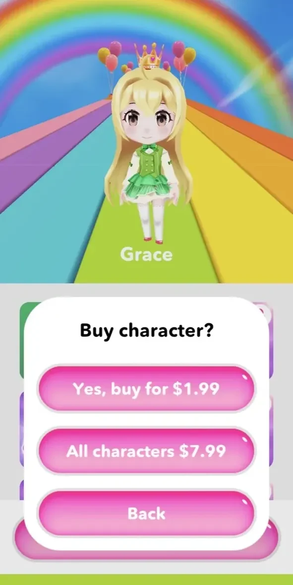 Rainbow Girls paywall screen