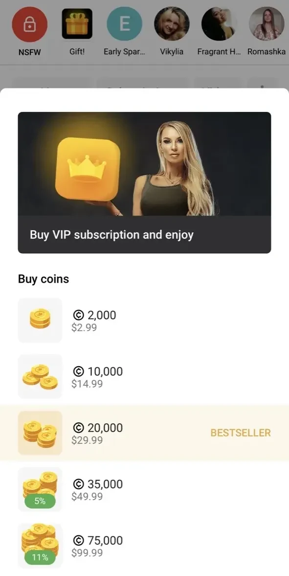 Live Random Video Chat Rooms paywall screen