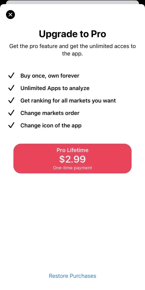 Rankin' paywall screen