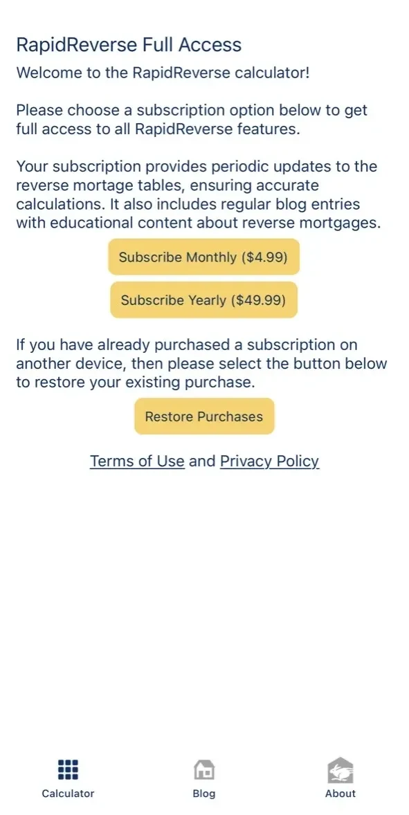 RapidReverse paywall screen