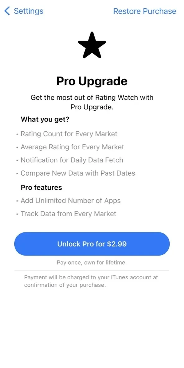 Rating Watch paywall screen