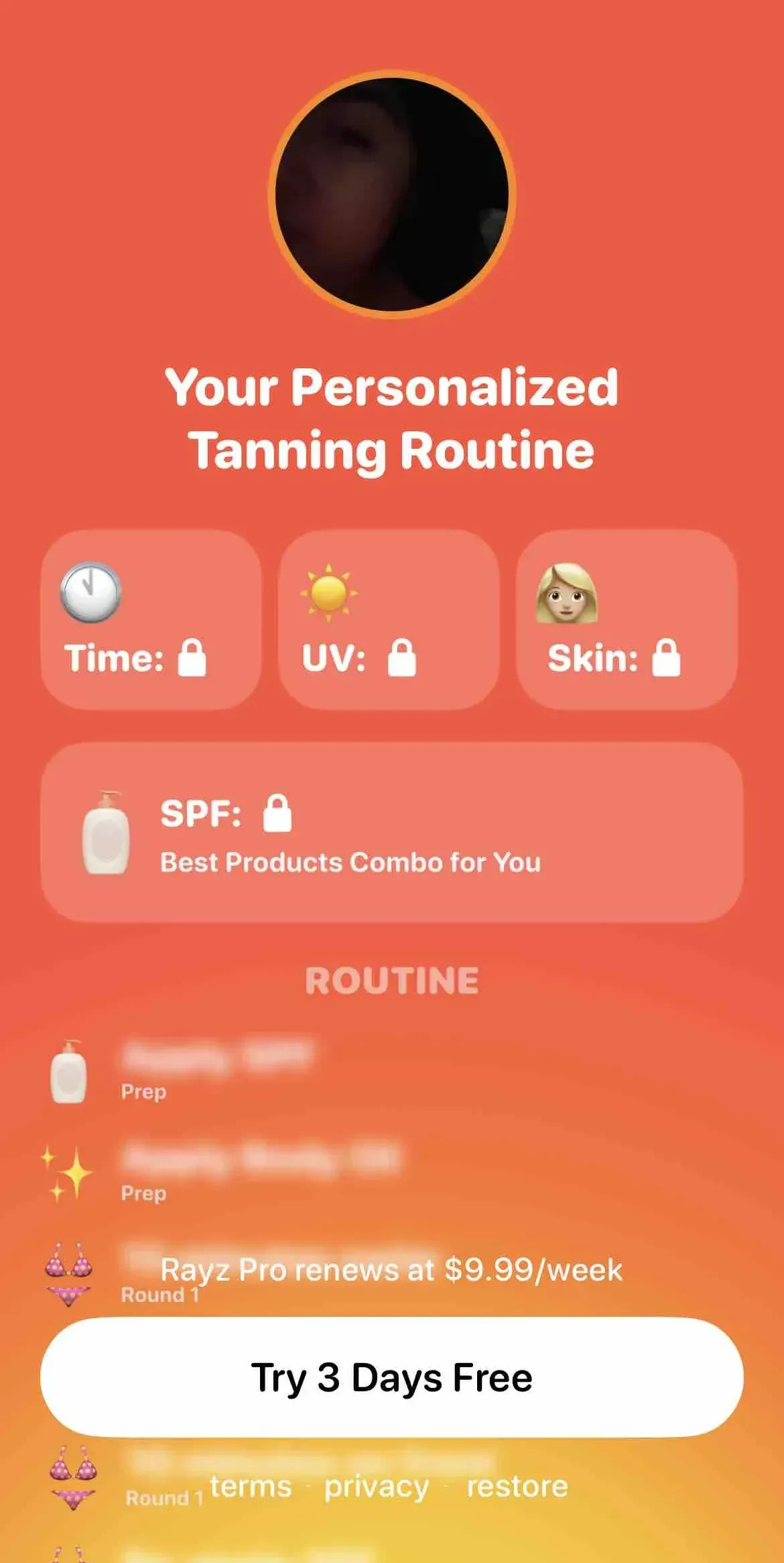 Rayz paywall screen
