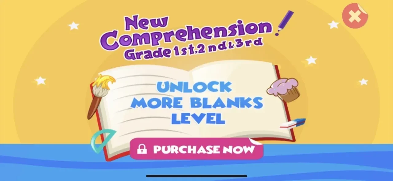 Reading Comprehension English paywall screen