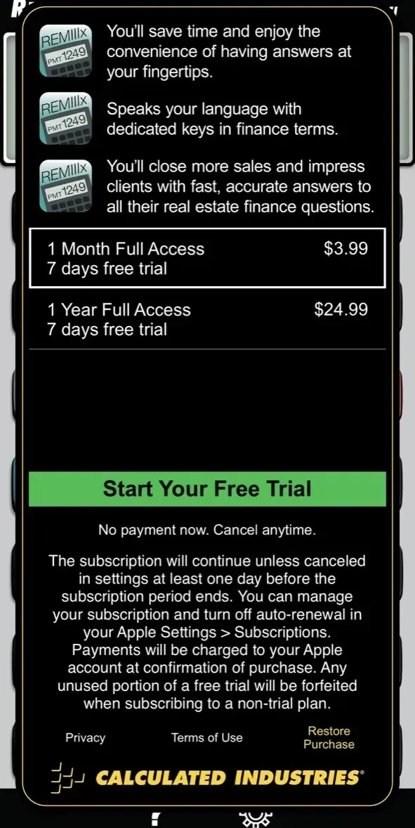 Real Estate Master IIIx paywall screen