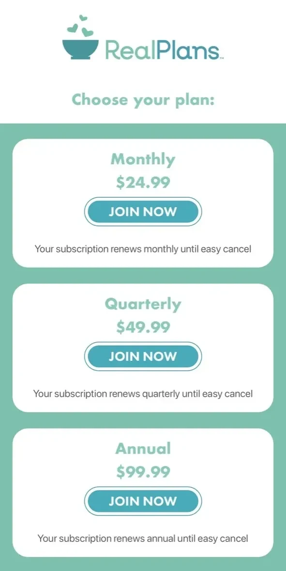 Real Plans paywall screen
