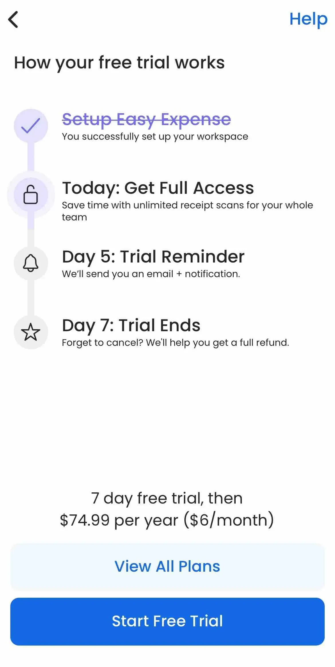 Receipt Scanner paywall screen