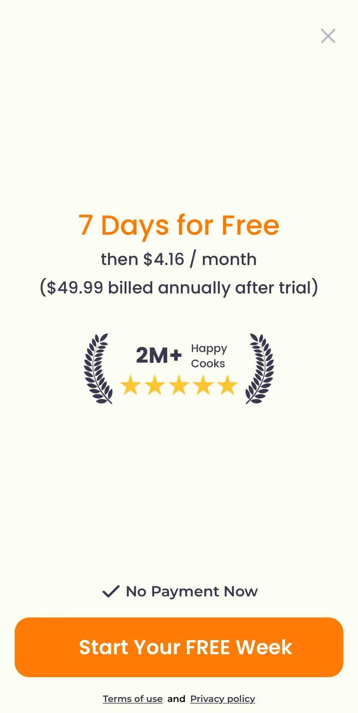 ReciMe paywall screen