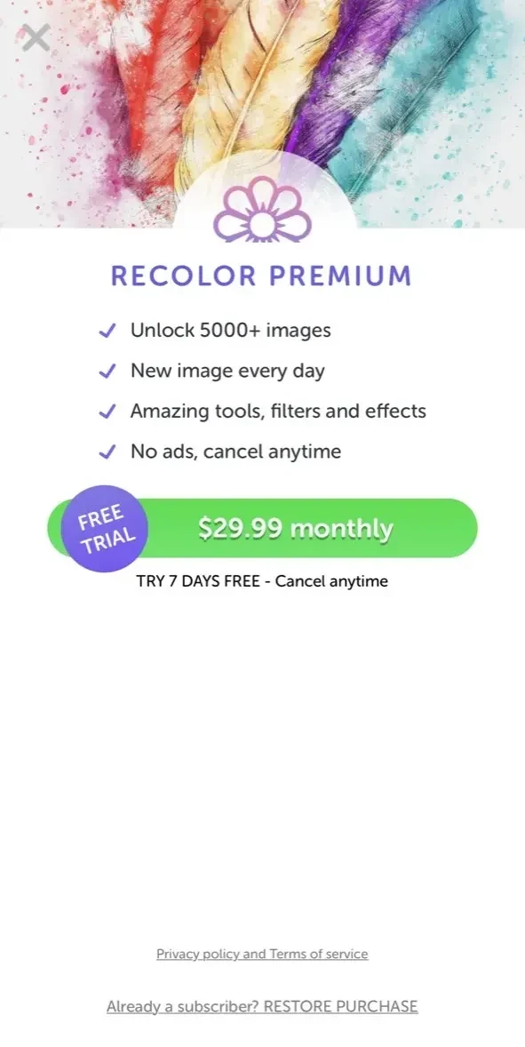Recolor paywall screen
