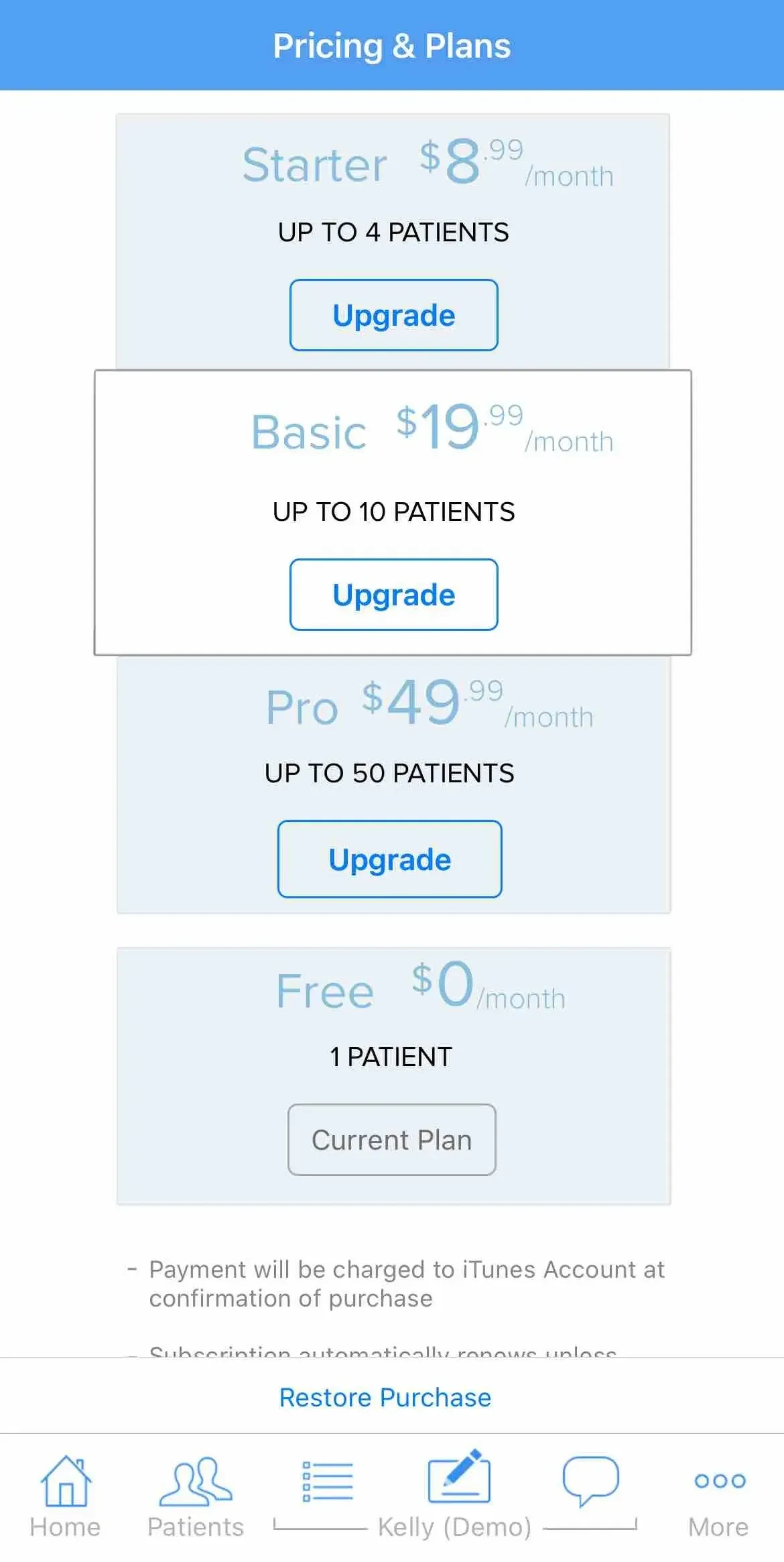 Recovery Record paywall screen
