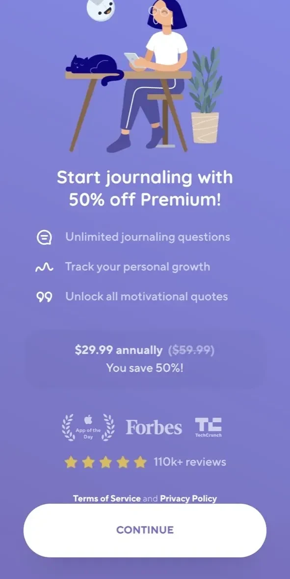 Reflectly paywall screen