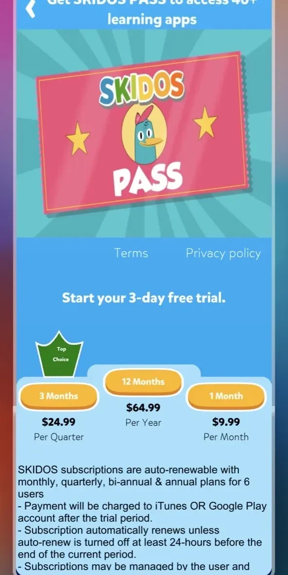 Pirate Adventure Kids Games paywall screen