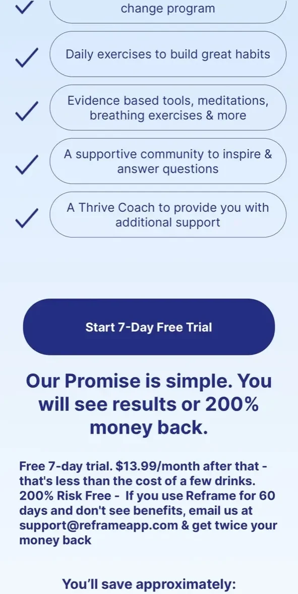 Reframe paywall screen
