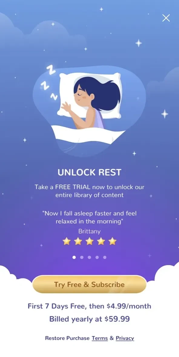 Rest paywall screen