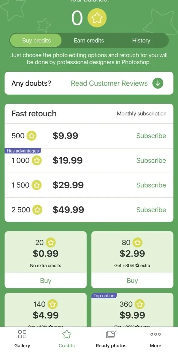 Retouch Me paywall screen