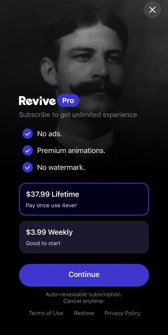 Revive paywall screen