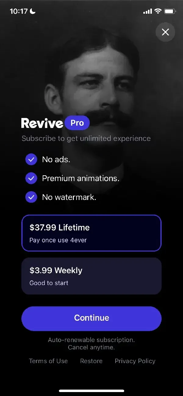 Revive paywall screen