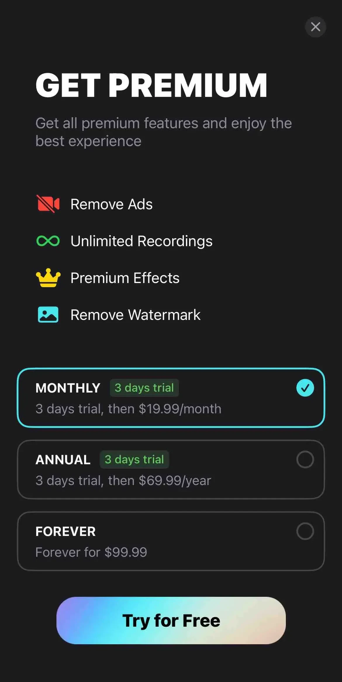 Revoice paywall screen