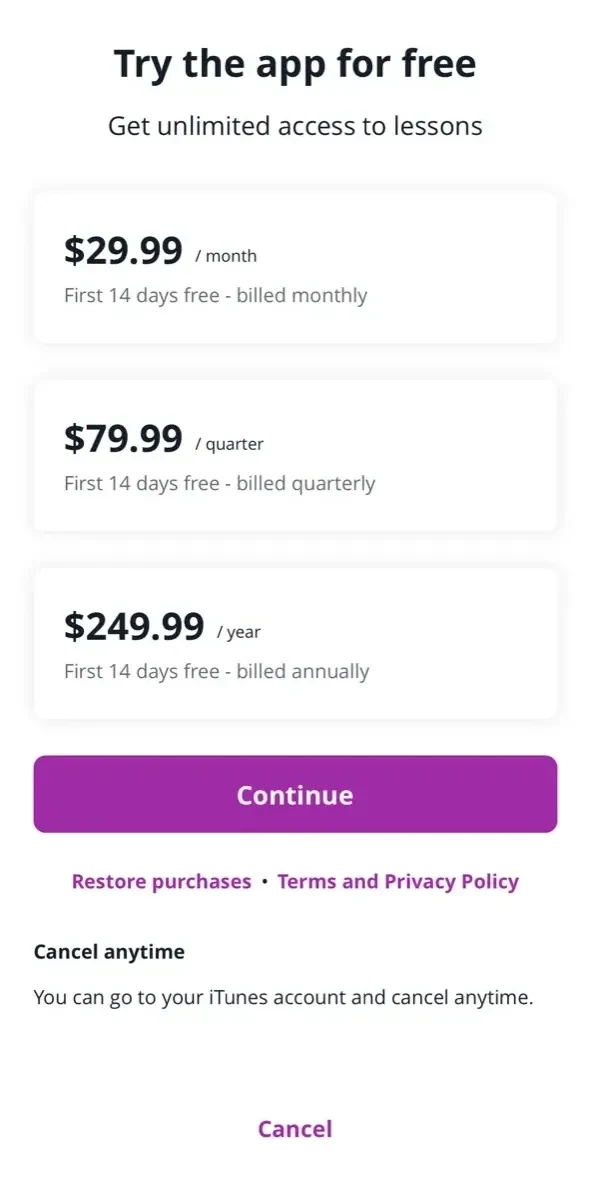 Ride iQ paywall screen