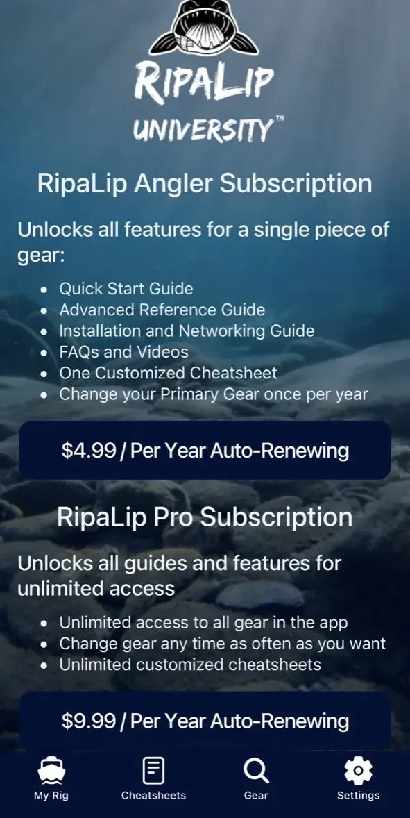 RipaLip University paywall screen