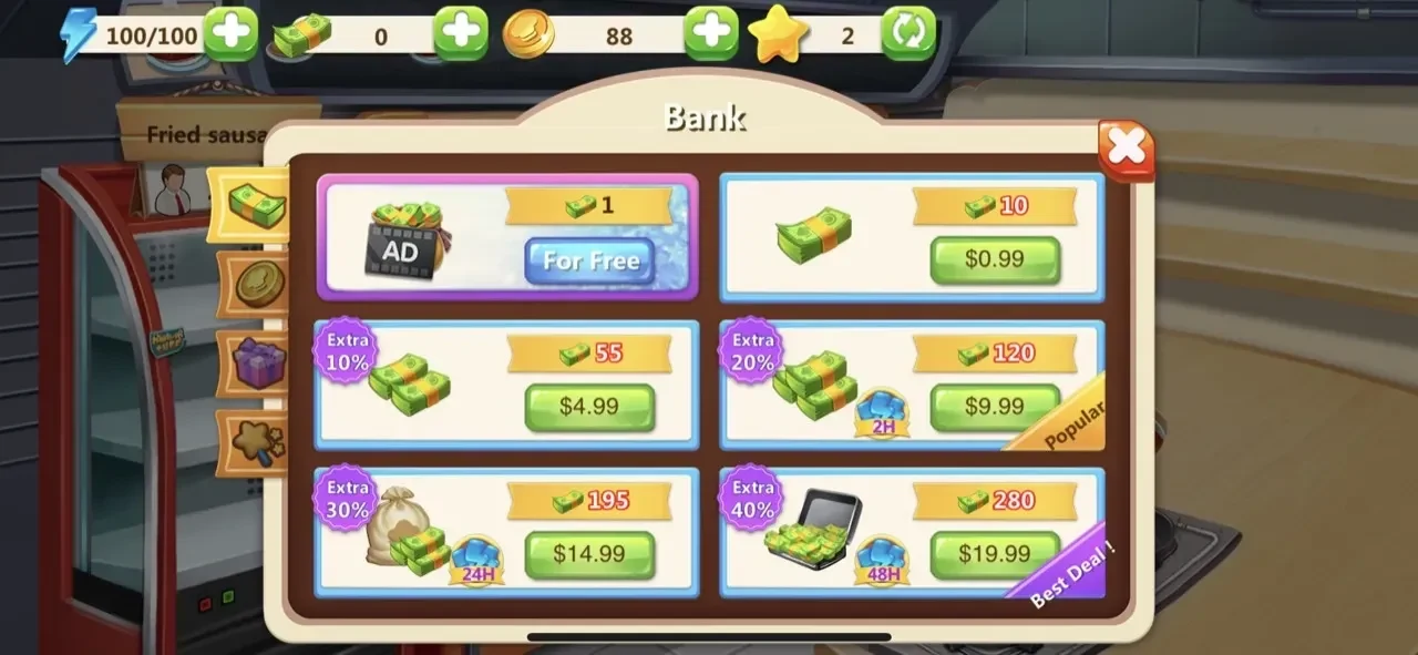 Rising Super Chef 2 paywall screen