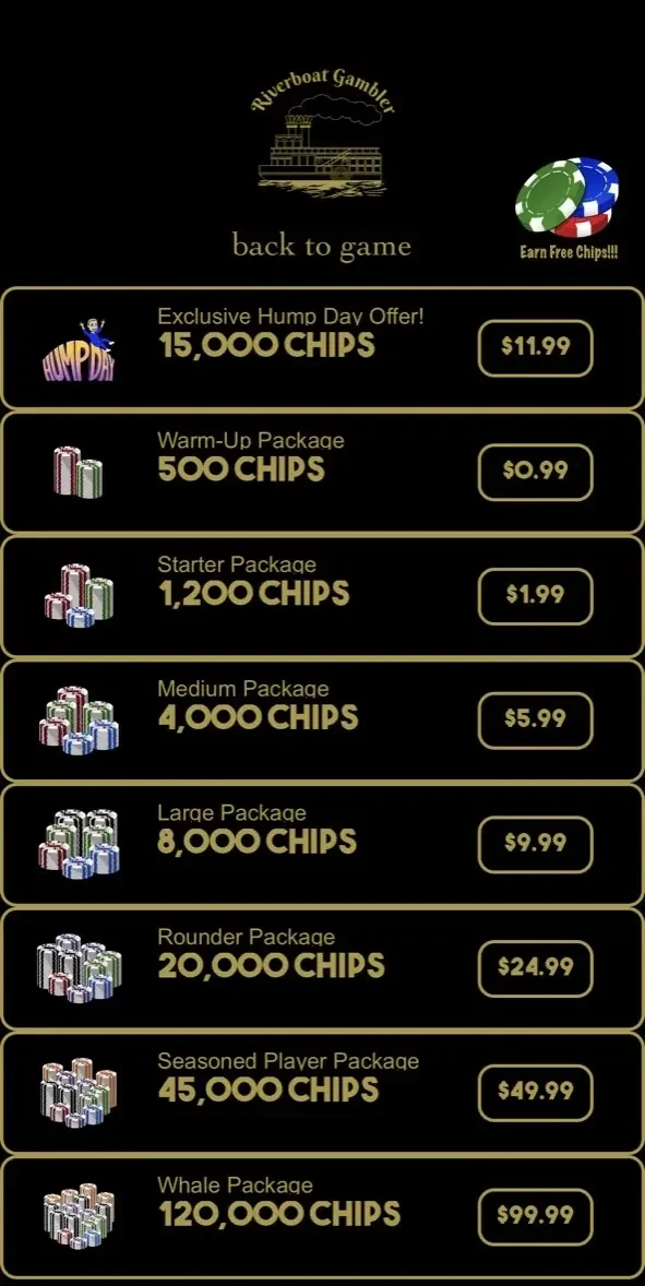 Riverboat Gambler paywall screen