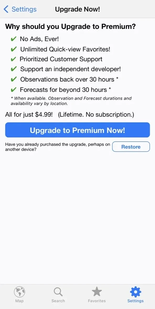 Rivercast paywall screen