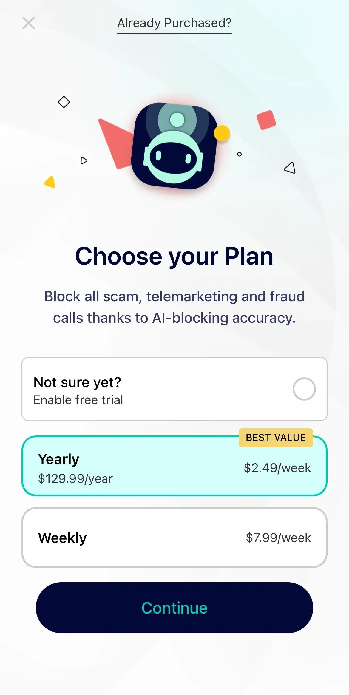 Robokiller paywall screen
