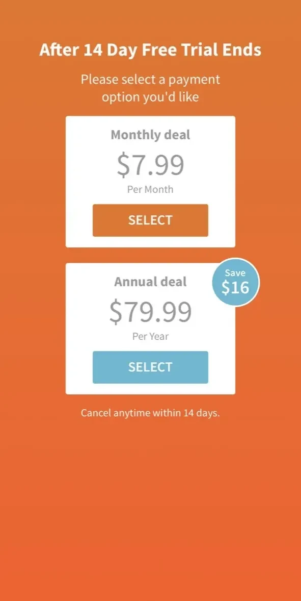 RockMyRun paywall screen