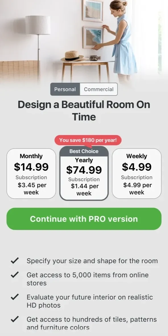 Room Planner paywall screen