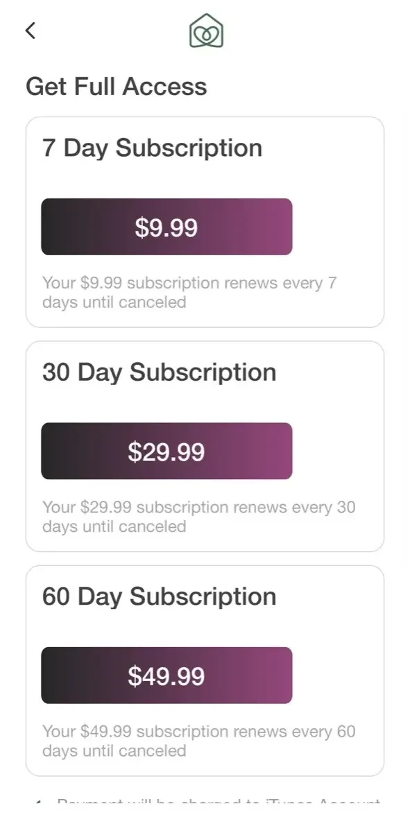 Roomster paywall screen