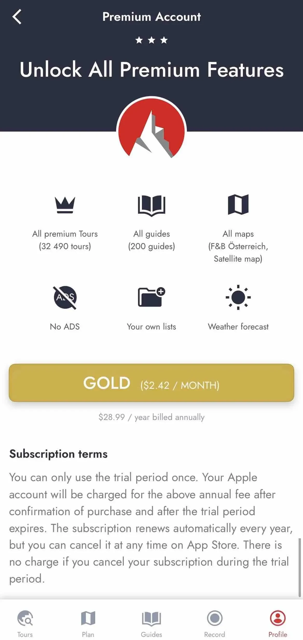 Rother paywall screen