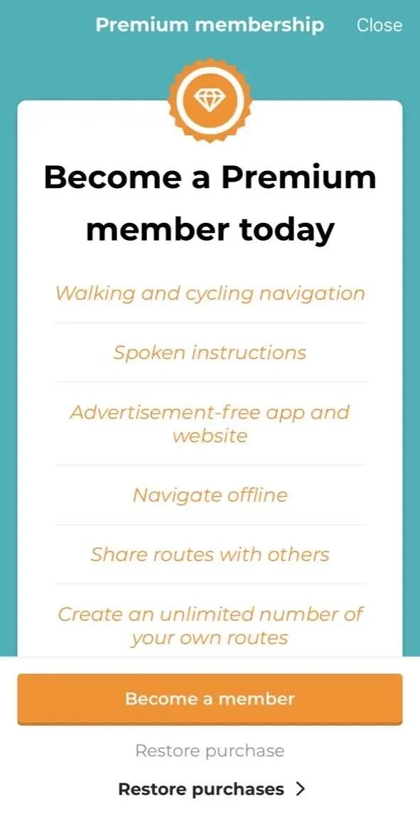 Routiq paywall screen