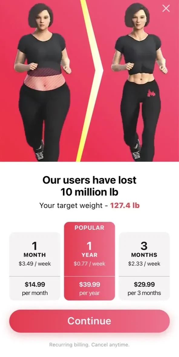 Running Slimkit paywall screen