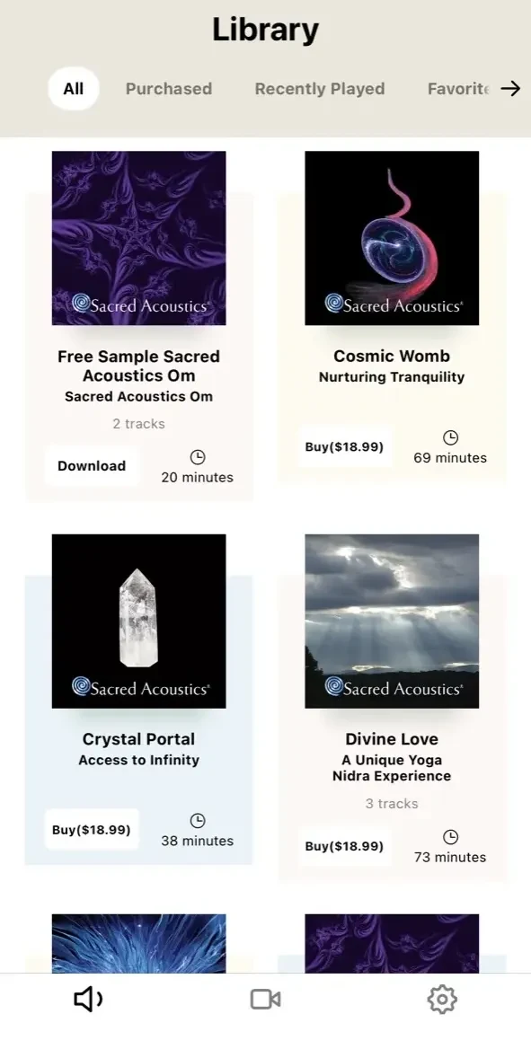 Sacred Acoustics paywall screen
